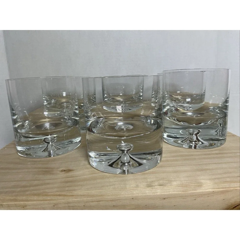 HTF CRATE & BARREL POLAND CLEAR KROSNO BUBBLE DOF GLASS Set Of 6